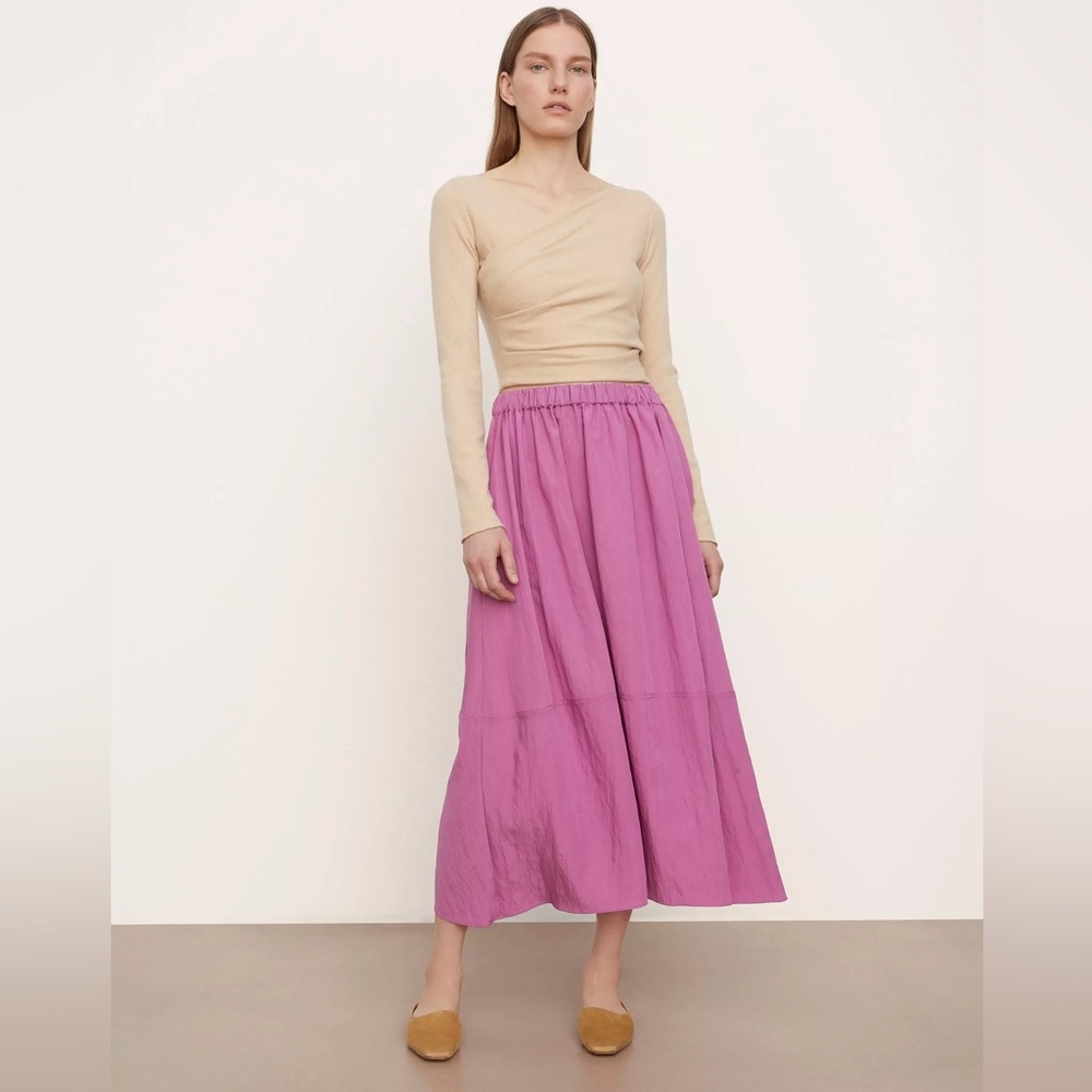 Vince. || Pull-On Tiered Midi Skirt in‎ Camelia Pink Purple XS